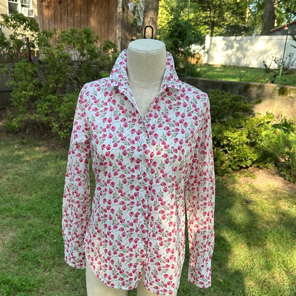 J. Crew Pink Floral Button-Down Liberty Cloth
